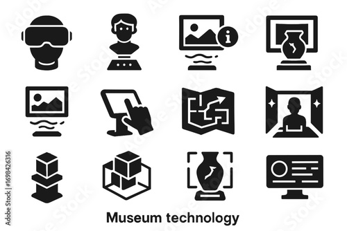 Icon vector immersive tech icons map info panel augmented floating display museum