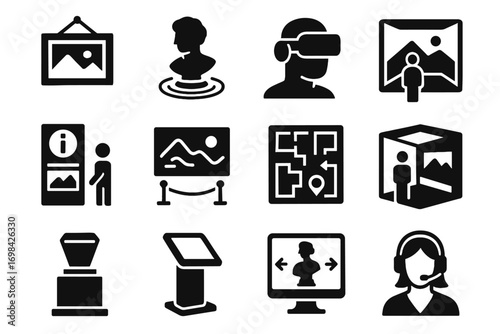 Guide panel vector modern interactive model visitor ar touchscreen icon info art
