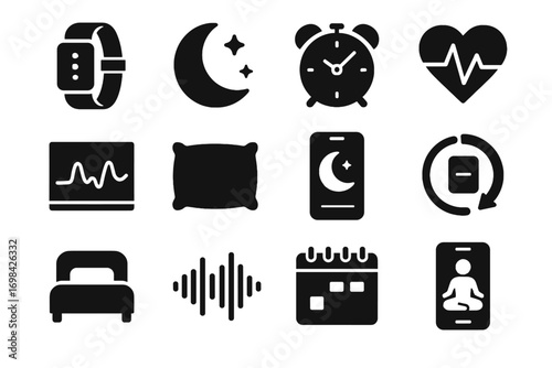 App reminder icons heart vector sleep icon chart tracker bed smartphone sound