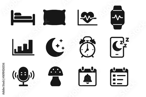Icon calendar monitoring data vector pillow reminder heart clock sound cycle smart