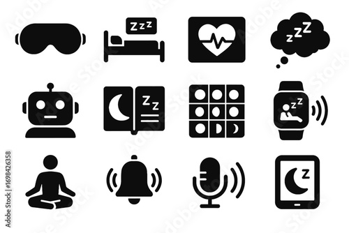 Night smartwatch bell vector app icon assistant moon sleep dream icons monitoring