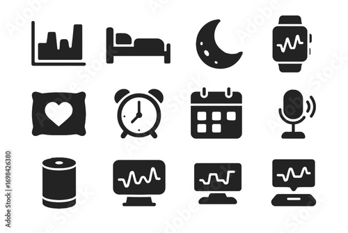 Alarm tracker icon vector clock rem graph digital moon calendar monitor cycle