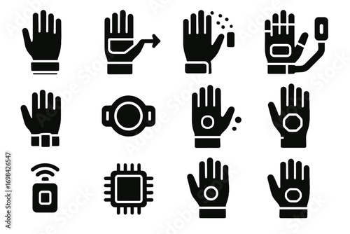 Icon button icons palm port pad microchip interface connector futuristic tracker glove