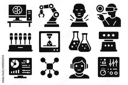 Chemical panel flasks lab interface vector dashboard icon sensor icons ai led
