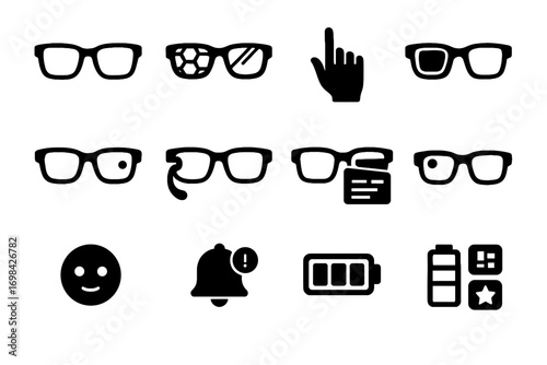 Vector micro indicator notification icon eyewear camera battery lenses ar virtual module