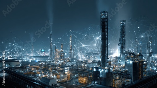 Wallpaper Mural Modern factory, communication network. Telecommunication. IoT, Internet of Things, ICT, Information communication Technology,. Smart factory. Digital transformation, cloud connecting, generate by AI Torontodigital.ca