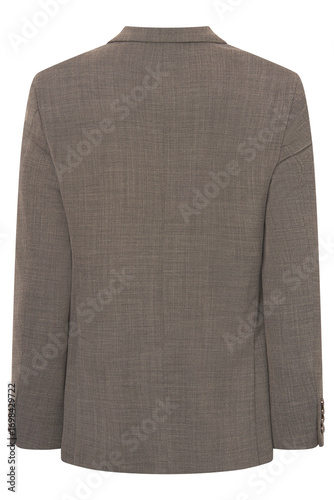 Back view of elegant brown suit jacket for professional attire design