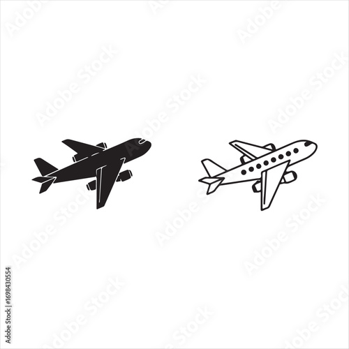 plane icon. aeroplane symbol. travel flight transport sign for website. airplane vector illustration on transparent background.