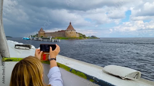 A cruise on a motor ship on the Neva River. Saint-Petersburg. Russia. 