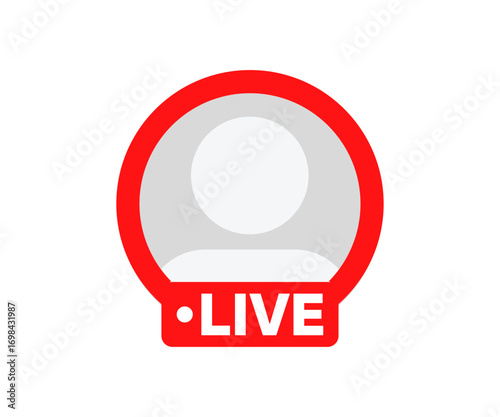 Profile avatar placeholder with red live button for social media and streaming platforms vector design and illustration.
