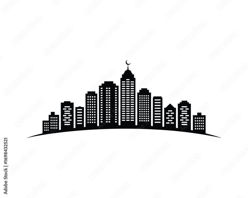 Obraz premium Modern Cities Skylines Vector Illustration in AI Format Urban Cityscape Silhouette Design for Architecture