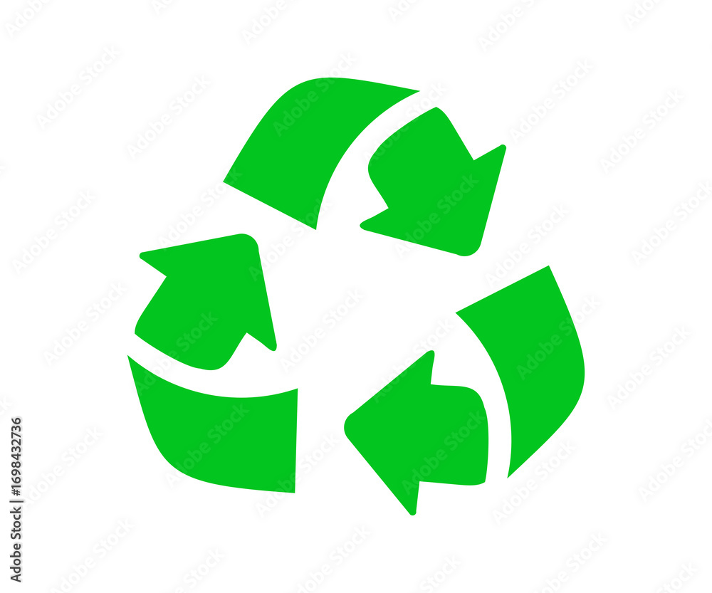 Obraz premium Green recycle or recycling arrows illustration on transparent background.