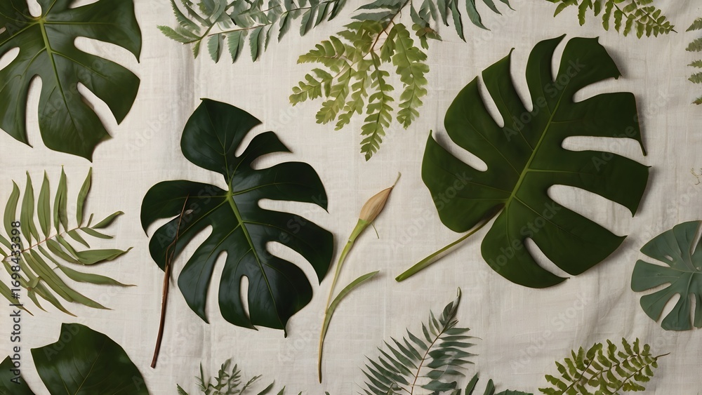 seamless pattern with green leaves