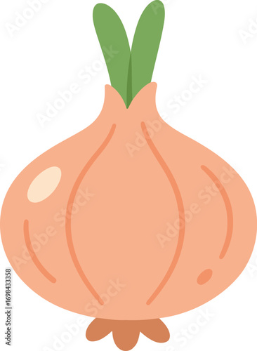 Golden bulb onion flat vector illustration
