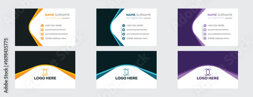 Set of Unique business card print templates. double-sided business card design template, Creative and clean corporate card template, Luxury and elegant business card design. 