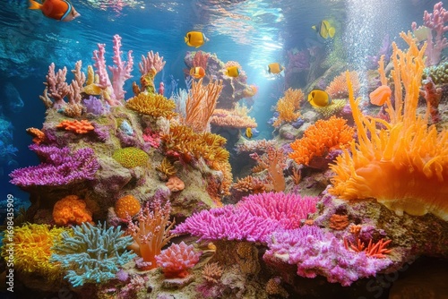 Wallpaper Mural Vibrant coral reef ecosystem teems with diverse marine life- showcasin Torontodigital.ca