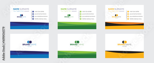 Set of Unique business card print templates. double-sided business card design template, Creative and clean corporate card template, Luxury and elegant business card design. 