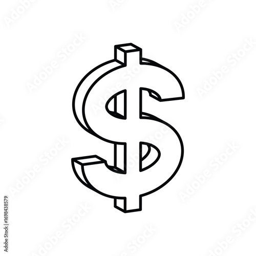 Dollar sign icon with white background vector stock illustration