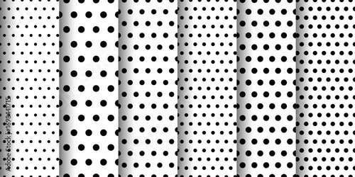 Seamless polka dot pattern set. Minimalist halftone set vector illustration. 