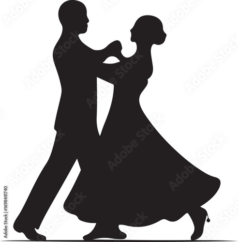 Elegant Silhouette of a Couple Ballroom Dancing in Formal Attire