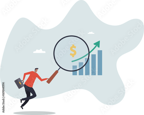 Revenue or salary increase, growth investment profit or earning from stock market, money or wages growing.about a man and his life.