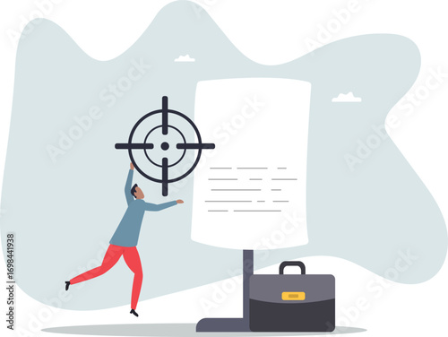 Scope of work, define work to be performed agreement document, plan or strategy in project management, goal and target.about a man and his life.