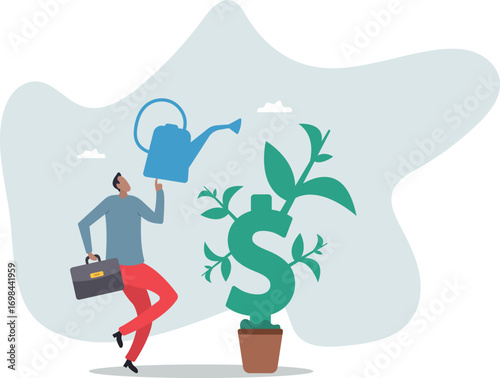 Dividends yield investment, growing profit or stock market earning return, increase money or wealth, success investing, income growth.about a man and his life.