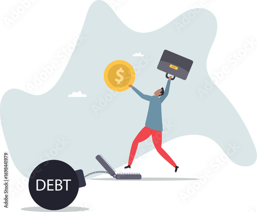 Debt trap overspending causing danger debt, temptation buying, loan or credit card obligation, money burden despair,about a man and his life.