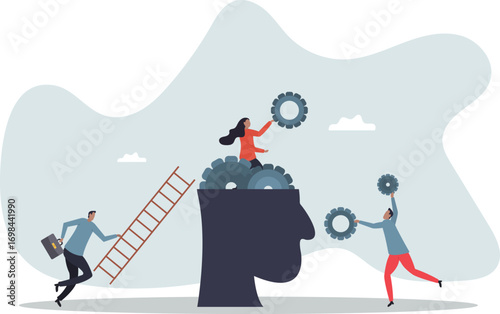 Brainstorm for business solution, teamwork or mindset to success, wisdom, creativity or working process for new idea,about a man and his life.