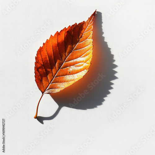 autumn leaf on White