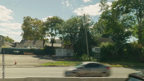 Driving Scenics in New Jersey Passing Cars and Buildings on the Highway