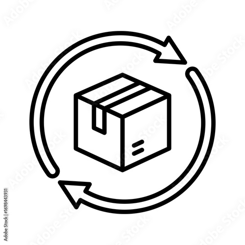 Delivery Logistics Icons In Outline, Vector Illustration