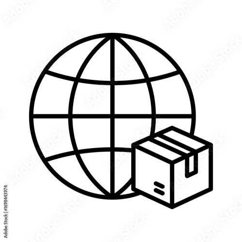 Global Delivery Icons In Outline, Vector Illustration