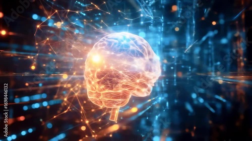 Wallpaper Mural Futuristic digital brain surrounded by glowing connections, symbolizing advanced technology and innovation Torontodigital.ca