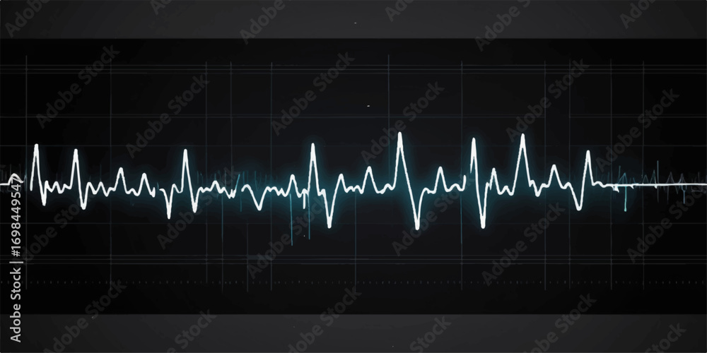 Obraz premium EKG heartbeat on a monitor, a technological graph of a healthy pulse wave, illustrating the rhythm of a cardiogram