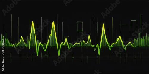 Blue medical cardiogram graph vector illustration on a black background