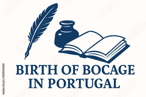 Birth of Bocage Portugal Commemoration Flat Vector Illustration