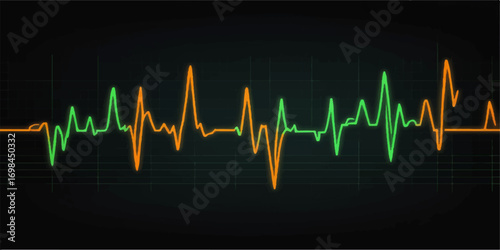 Green cardiogram showing a healthy heartbeat on a medical monitor
