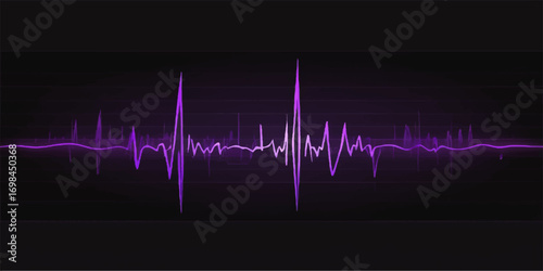 Heart monitor cardiogram graph line on black background with green sound wave pulse