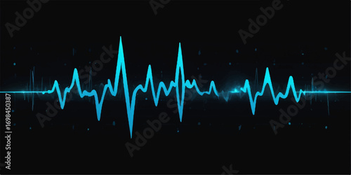 Digital medical cardiogram graph showing a green heart rate pulse on a monitor with a rhythmic heartbeat wave