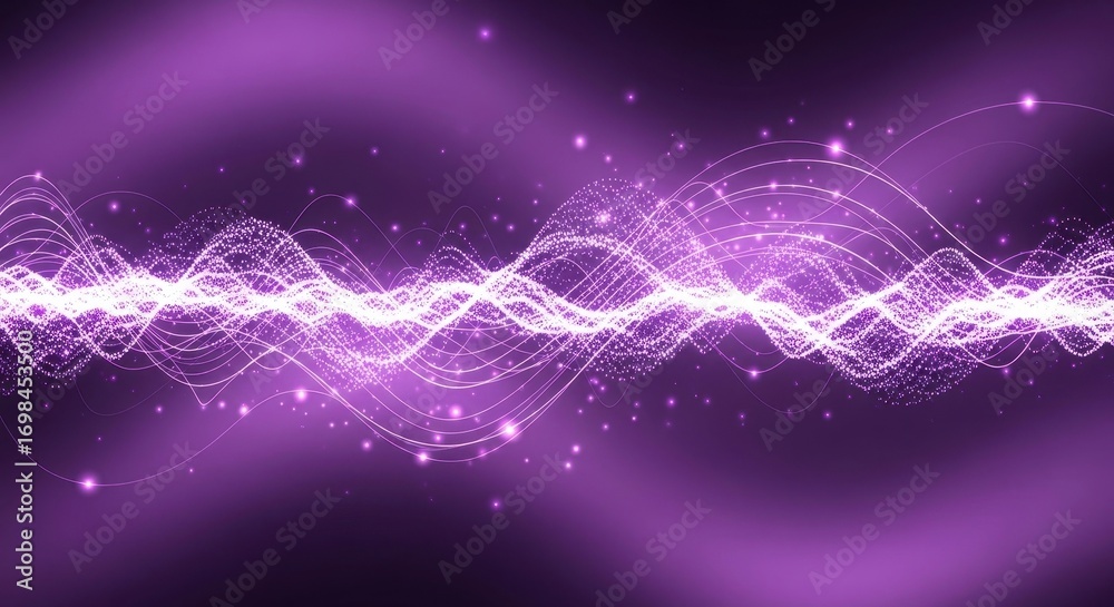 Fototapeta premium Abstract Wavy Particles Light Energy Flow Background Motion Graphics