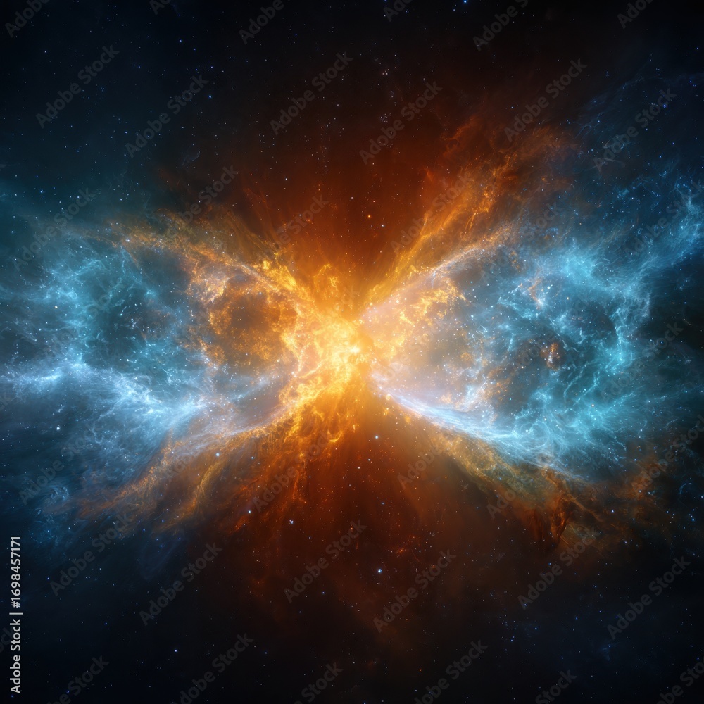 Fototapeta premium Vibrant Nebula Collision in Space Burst