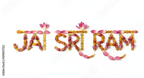 Jai Sri Ram Floral Art on White Background