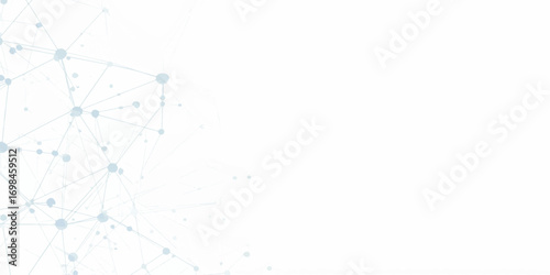 A clean polygonal geometric background with interconnected nodes and lines, representing digital communication, artificial intelligence, or blockchain systems. The monochrome tones and low-poly struct