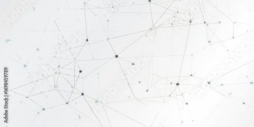 A clean polygonal geometric background with interconnected nodes and lines, representing digital communication, artificial intelligence, or blockchain systems. The monochrome tones and low-poly struct