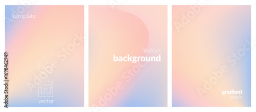 Abstract liquid background set. Gradient mesh. Effect bright color blend. Blurred fluid colorful mix. Modern design template for web covers, ad banners, posters, brochures, flyers. Vector image EPS