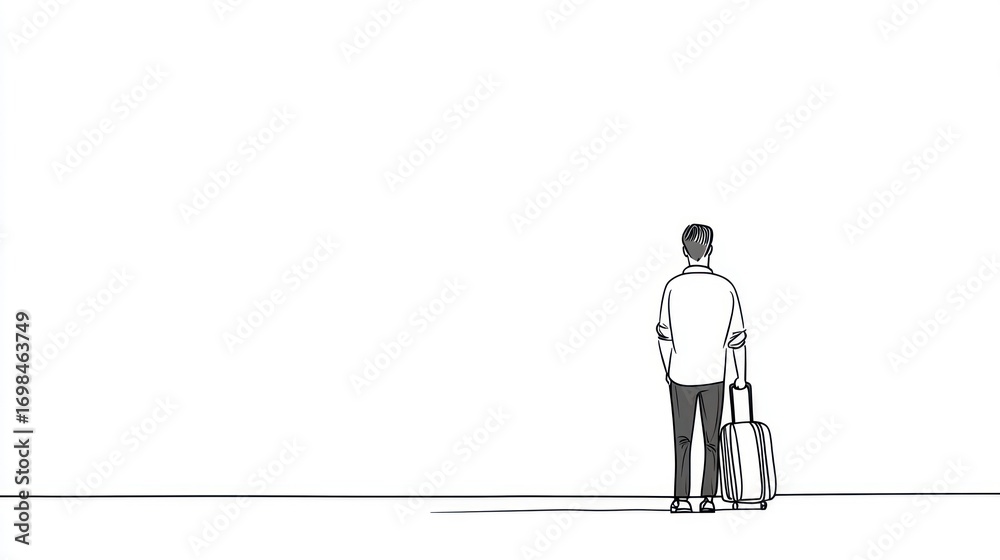 Obraz premium Man with suitcase standing