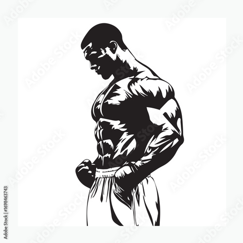 silhouette of a muscular man