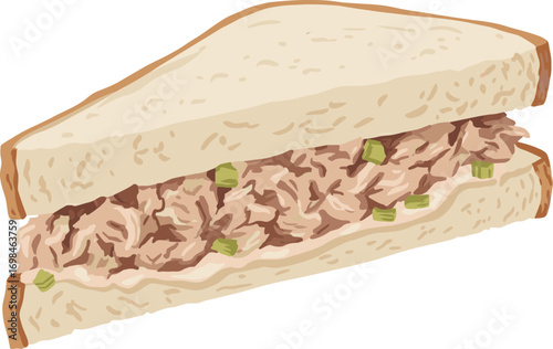 Tuna Sandwich with Mayonnaise and Vegetables Vector