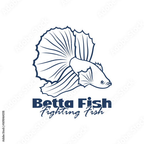 Beta fish logo vector design. Fish animal aquatic logo beta fish design illustration